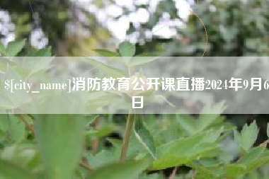 固安消防教育公开课直播2024年9月6日